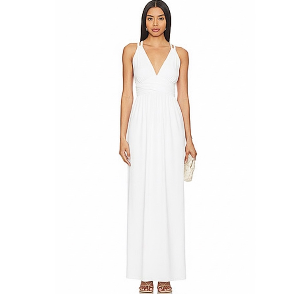 NWT Susana Monaco Revolve Gathered Maxi Dress in Sugar White Knit Size Large